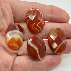 Faceted Red Orange Sardonyx 30x22mm Pendant Bead 6767