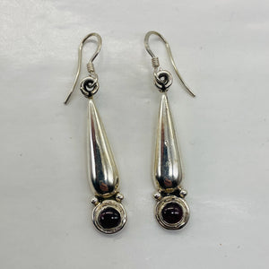 Unique Sophistication Garnet Sterling Silver Earrings | 1 3/4" Long | 1 Pair |