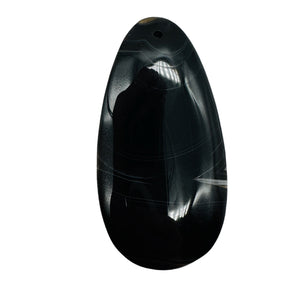 Sardonyx Large Designer Teardrop Pendant Bead | 64x33x6mm| Black.White| 1 Bead}