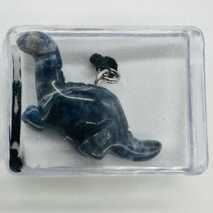 Sodalite Diplodocus Dinosaur Pendant | 1' Long | Blue, White |