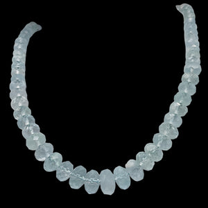 Aquamarine Gem Graduated Faceted Rondelle Bead Strand| 12x7 - 6x4mm| Blue|79 Bds