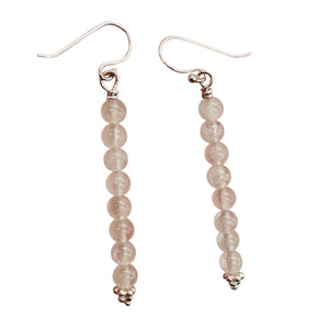 Light Pink Rose Quartz Sterling Silver Semi Precious Gemstone Earrings |2" Drop|