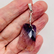 Load image into Gallery viewer, Clear and Purple Striped Fluorite and Sterling Silver Pendant | 2&quot; Long |
