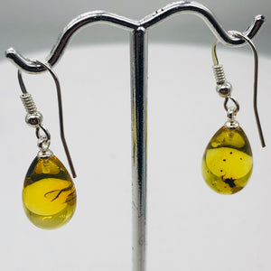 Amber Ovaloid Sterling Silver Earrings | 1 1/4" Long | Yellow | 1 Pair |