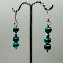 Load image into Gallery viewer, Green Freshwater Pearl Sterling Silver Disco Drop/Dangle Earrings| 1 1/2 " Drop|
