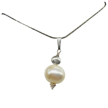 Load image into Gallery viewer, Fresh Water Pearl Large, Near Round Sterling Silver Drop Pendant | 1&quot; Long |
