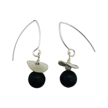 Load image into Gallery viewer, Black Stone - Africa Round Bead and Sterling Silver Earrings| Black Matte|
