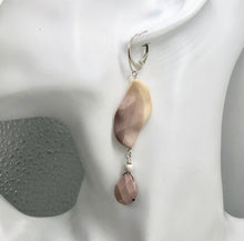 Load image into Gallery viewer, Mookaite Dangle Sterling Silver Lever Back Earrings | 3" Long | Mauve | 1 Pair |
