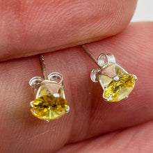 Load image into Gallery viewer, November Birthstone 5mm Lab Citrine Sterling Silver Earrings
