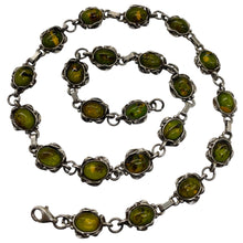 Load image into Gallery viewer, Amber Sterling Silver Bezel Set 8x6mm Stone Necklace| 16&quot;| Green, Yellow Purple|
