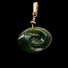 Load image into Gallery viewer, Jade New Zealand Maori Koru 14K Gold Filled Pendant | Green | 1&quot; Long |

