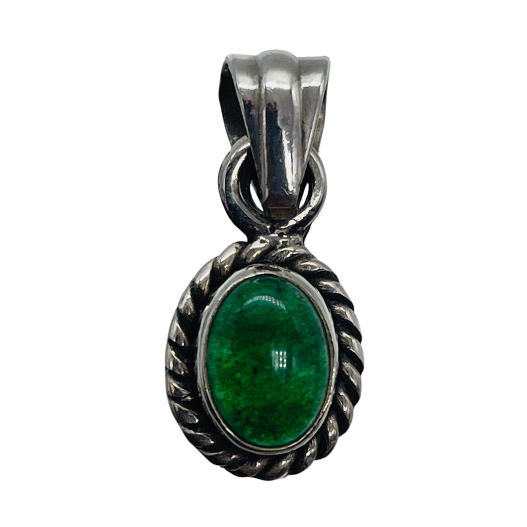 Green Agate Sterling Silver Drop Pendant | 3/4