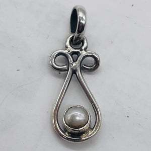 Pearl Sterling Silver Drop Pendant | 1" Long | White | 1 Pendant |