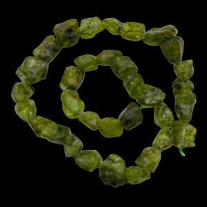 Garnet Nugget Strand | 16" Long | 12x10x8 to 10x8x6mm | Green | 33 Beads |