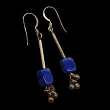 Load image into Gallery viewer, Spark Stardust Lapis Dangle Drop Silver Earrings 5697
