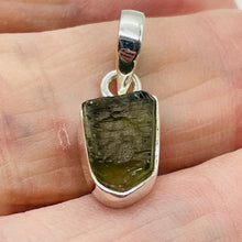 Load image into Gallery viewer, Moldavite 8.88ct Sterling Silver Free-form Pendant| 7/8&quot; Long| Green| 1 Pendant|
