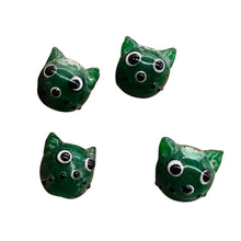 Load image into Gallery viewer, Kitty Cat Ceramic Round Beads | 15mm | Juniper Green | 4 Beads |
