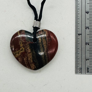 Brecciated Jasper Heart Pendant Necklace | 1" Long | Red, Pink | 1 Pendant |
