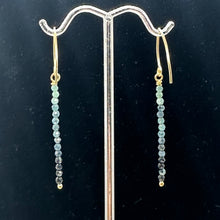 Load image into Gallery viewer, Sapphire AAA Faceted Bead Yellow Gold Earrings | Blue, Dark Blue | 2" Long|
