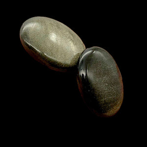 Gold Sheen Obsidian Oval | 25x17x7mm | Golden black | 2 Bead(s) |