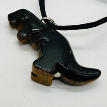 Load image into Gallery viewer, Tigereye Tyrannosaurus Rex Dinosaur Pendant Necklace | 3/4&#39; Long | Bronze |
