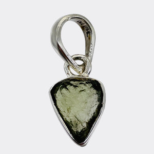 Moldavite 8.88ct Sterling Silver Heart Pendant | 3/4" Long | Green | 1 Pendant |