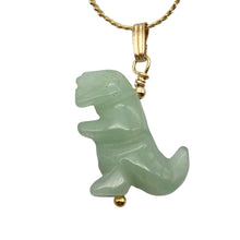 Load image into Gallery viewer, Aventurine Dinosaur Tyrannosaurus Rex 14K Gold Pendant | 1.5" (Long) | Green |
