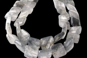 Natural Misty Grey Quartz 15x15mm Square Bead Strand 109332