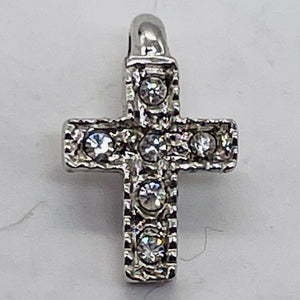 Tiny Sterling Silver Cubic Zirconia Cross | 1/2" Long | Silver | 1 Pendant |