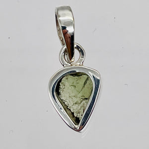 Moldavite 8.88ct Sterling Silver Heart Pendant | 3/4" Long | Green | 1 Pendant |