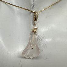 Load image into Gallery viewer, Rose Quartz Lily Flower and Pearl 14K Gold Filled Pendant | 1&quot; Long |
