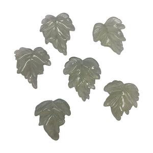 Serpentine New Jade Leaf Beads | 25x23x4 to 24x23x4mm | Light Mint | 6 Beads |