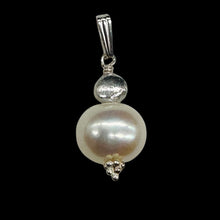 Load image into Gallery viewer, Fresh Water Pearl Large, Near Round Sterling Silver Drop Pendant | 1&quot; Long |
