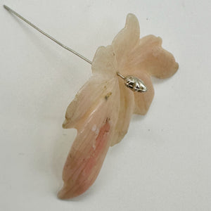 Peruvian Opal 32ct Carved Flower Pendant Bead | 35x60x3mm | Pink | 1 Bead |