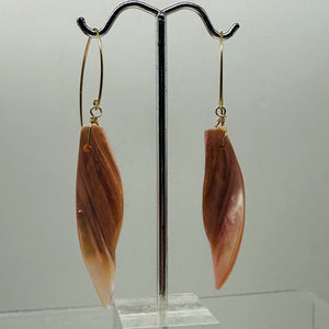 Designer Pink Mussel Shell 14K Gold Filled Earrings | 2 1/2" Long |