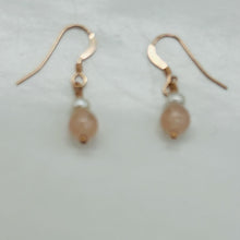 Load image into Gallery viewer, Morganite AA A Beads Rose Gold Earrings | 1" Long | 1 Pair |
