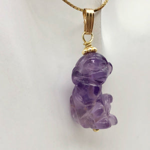 Amethyst Monkey 14kgf Pendant Necklace | Semi Precious Stone Jewelry | 1 Pendant