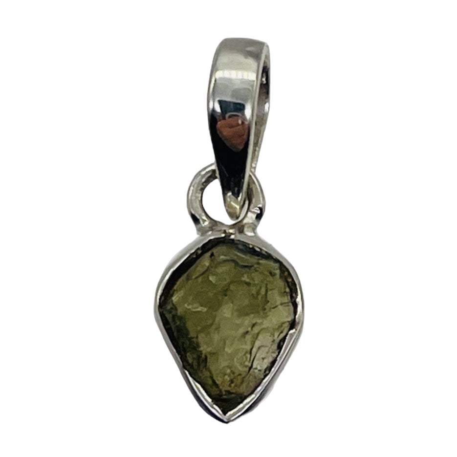 Moldavite 7.08ct Sterling Silver Heart Pendant | 3/4