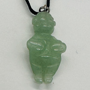 Aventurine Stone Goddess of Willendorf Pendant Necklace | 3/4' Long | Green |