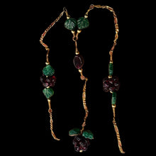 Load image into Gallery viewer, Garnet Berry &amp; Carved Aventurine Leaf Lariat 200011
