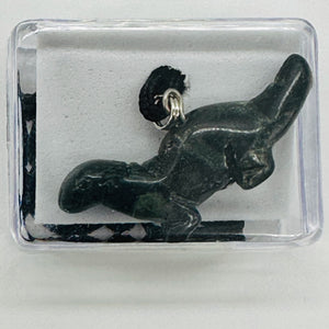 Kambaba Jasper Diplodocus Dinosaur Pendant | 3/4' Long | Black, Green |