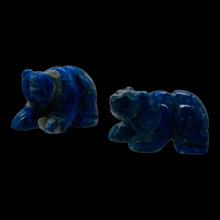 Load image into Gallery viewer, Roar! 2 Hand Carved Natural Lapis Bear Animal Beads | 13x18x7mm | Blue, white
