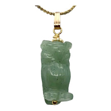 Load image into Gallery viewer, Aventurine Owl Pendant Necklace | Semi Precious Stone Jewelry | 14k gf Pendant
