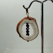 Load image into Gallery viewer, Blue Chalcedony Druzy Garnet Window 14K Gold Filled Pendant | 1 3/4"Long |
