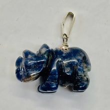 Load image into Gallery viewer, Sodalite Rhinoceros Pendant Necklace|Semi Precious Stone Jewelry|Silver Pendant
