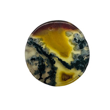Load image into Gallery viewer, Limbcast Moss Agate Disc Pendant Bead | 34x2mm | Orange, White | 1 Bead |
