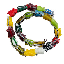 Load image into Gallery viewer, Frog Lampwork Jumping Froggie Bead Strand| Multi-Color | 17mm Long | 23 Beads |
