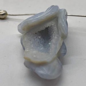 Blue Chalcedony Carved Druzy Flower Bead | 64 cts | 1 1/4" Long |