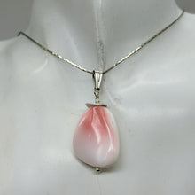 Load image into Gallery viewer, Conch Shell Pear Shaped Sterling Silver Pendant | 2" Long | Pink White |
