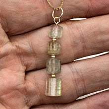 Load image into Gallery viewer, Natural Watermelon Tourmaline 14K Gold Filled Pendant | Pale Green, Clear, Pink|
